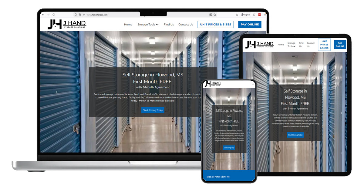 J Hand Self Storage Website Redesign