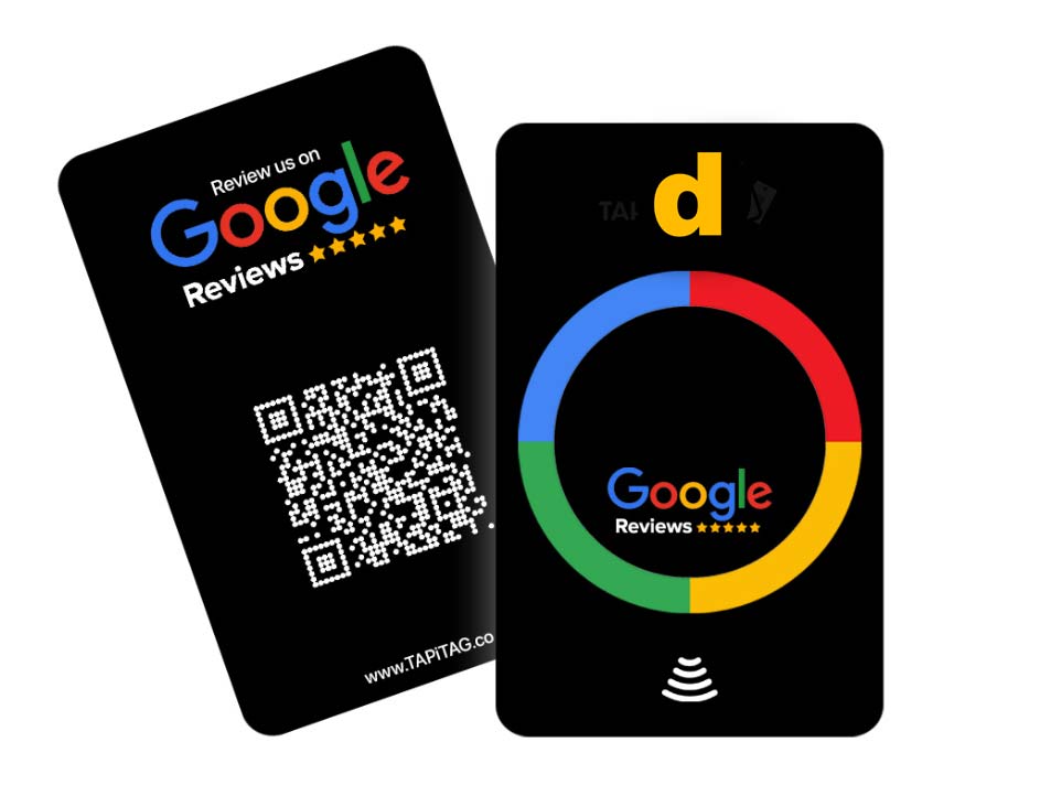 NFC Tap Card for self-storage review collection showing custom branding and tap-to-review design